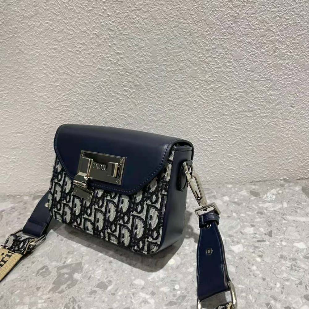 TÚI Dior Nano Pouch Beige and Black Dior Oblique Jacquard and Black Smooth Calfskin
