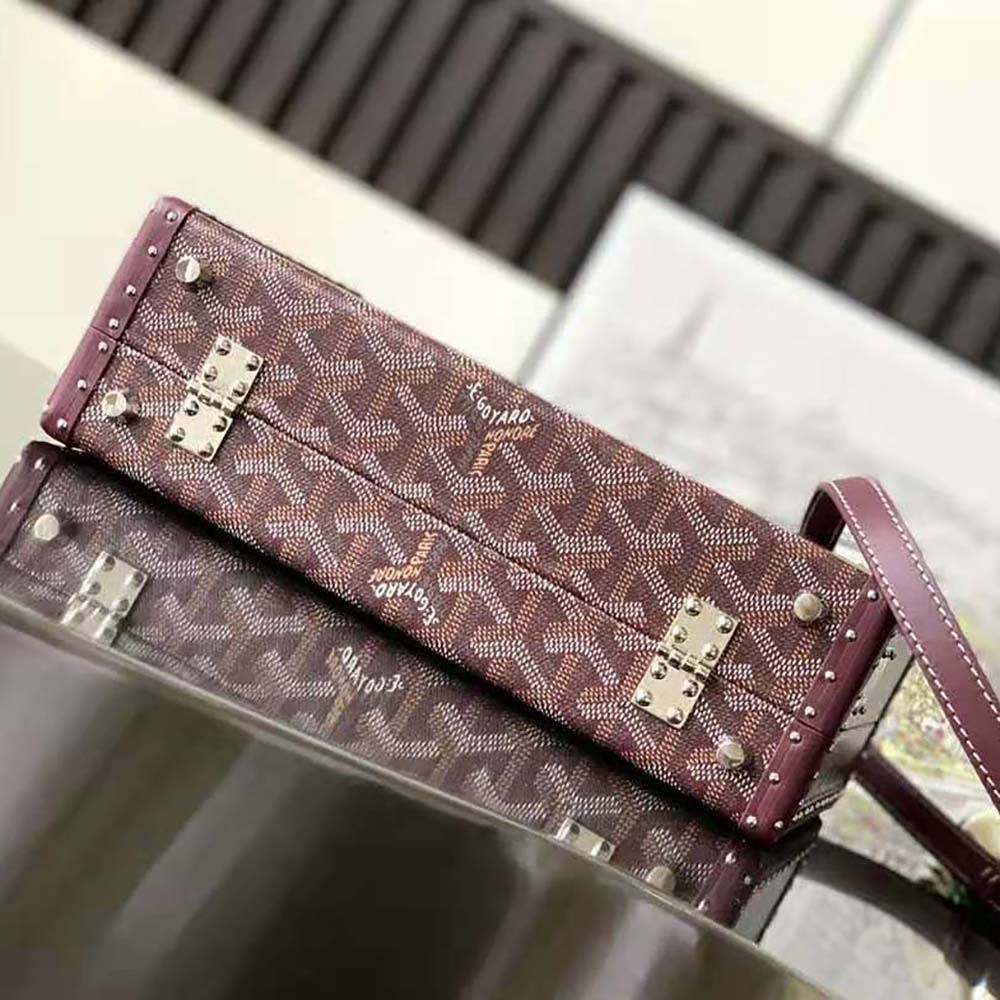 TÚI Goyard Women Sac Malle Grand Hôtel in Goyardine Canvas & Clamecy Calfskin-Maroon