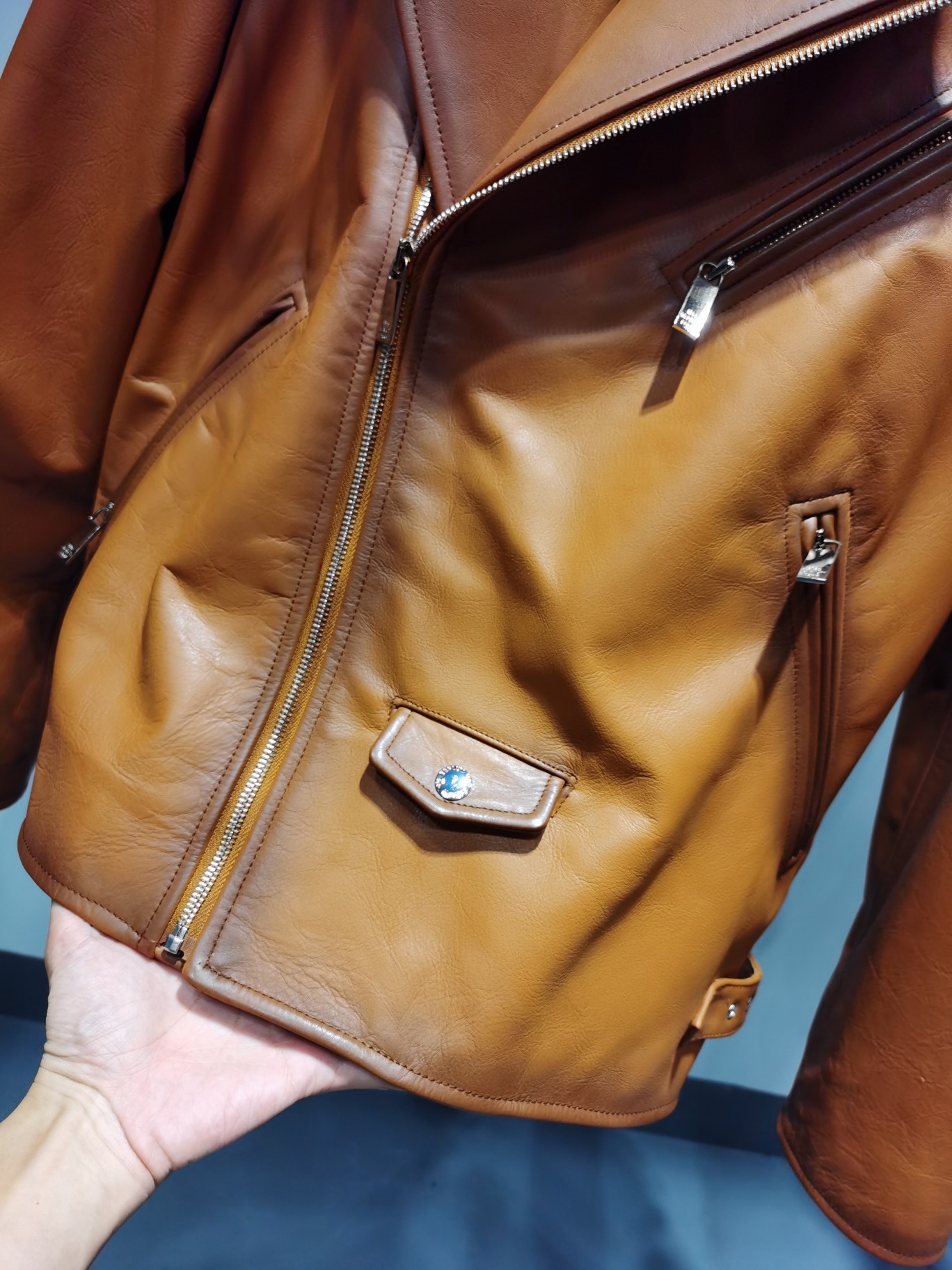 ÁO BERLUTI LEATHER BIKER JACKET