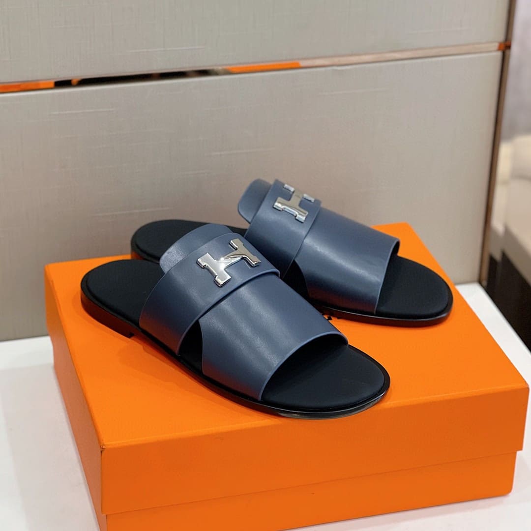 DÉP HERMES ARLES MULE BLUE SANDAL AAA