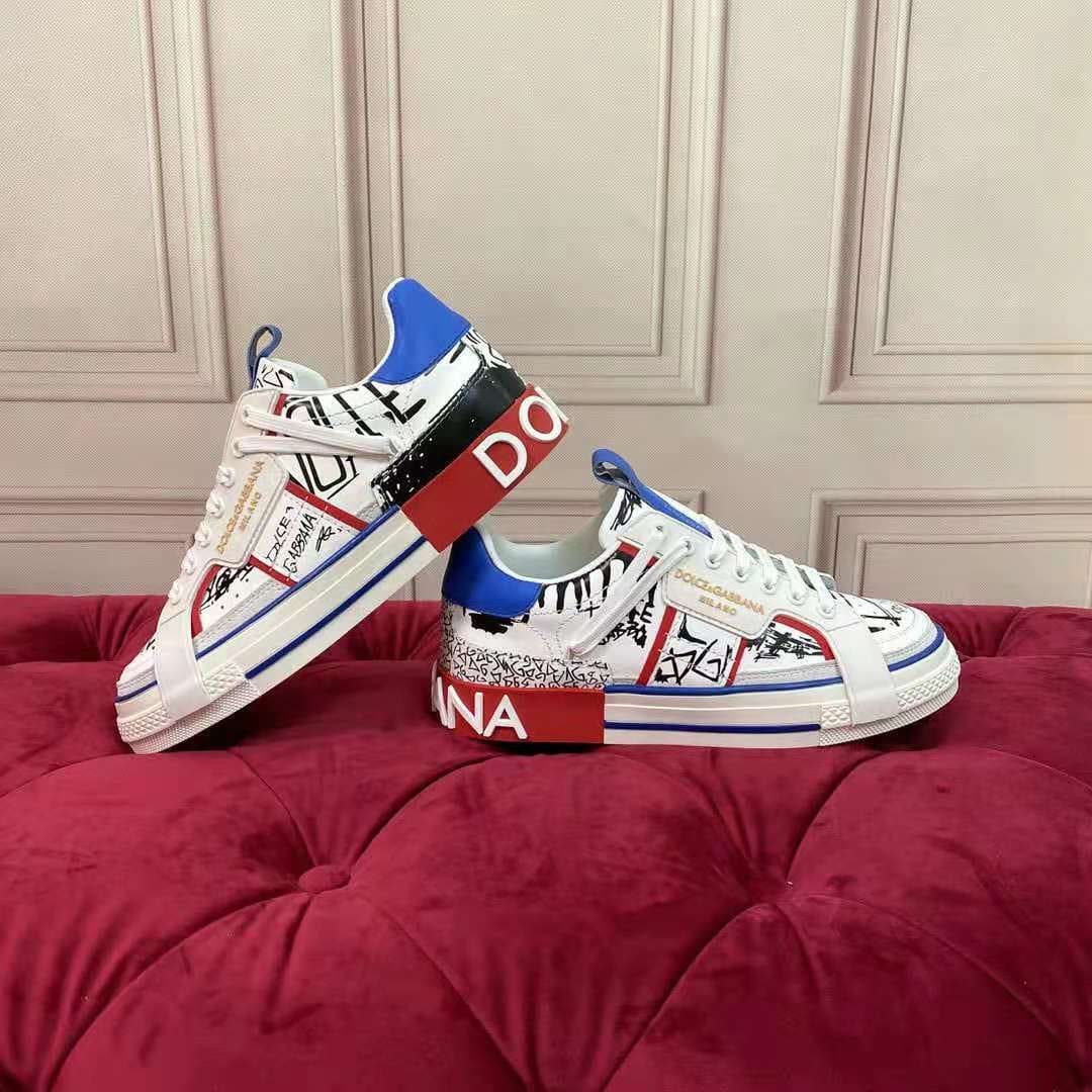GIÀY DOLCE & GABBANA Graffiti-Print Calfskin Custom 2.Zero