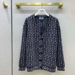 ÁO Prada Women Jacquard Shetland Wool Cardigan