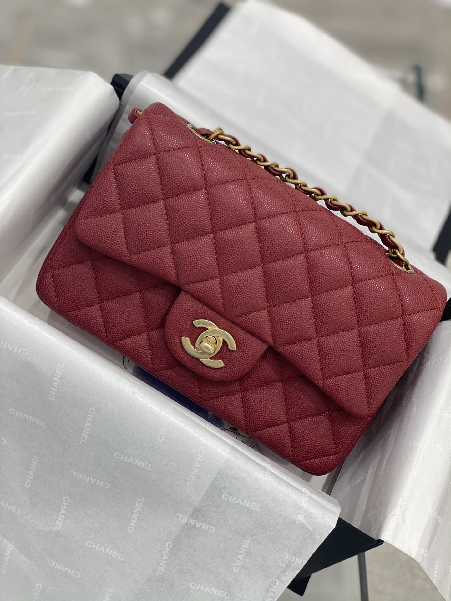 TÚI CHANEL CF 20 CAVIAR RED DA HAAS GOLD