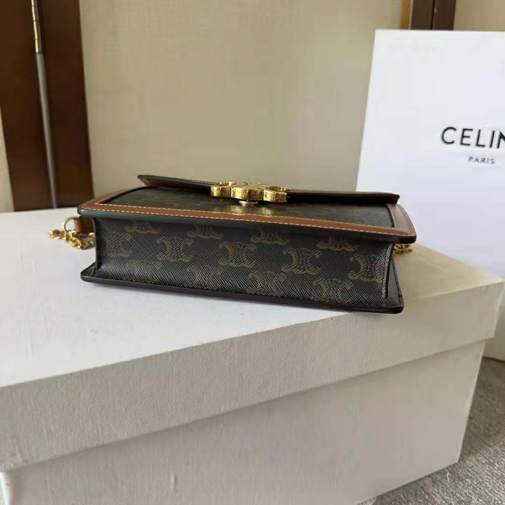 TÚI Celine Women Wallet on Chain Margo in Triomphe Canvas and Calfskin