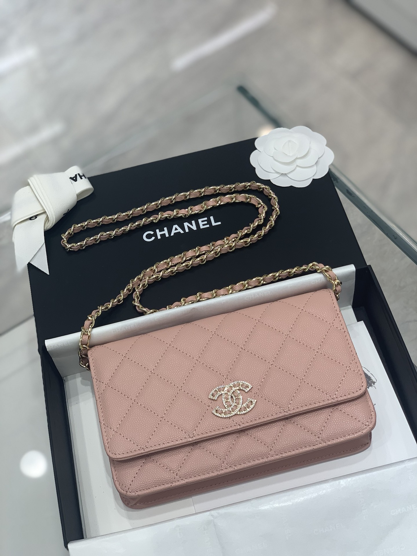 TÚI Chanel Wallet On Chain Lamb Pink WOC hồng