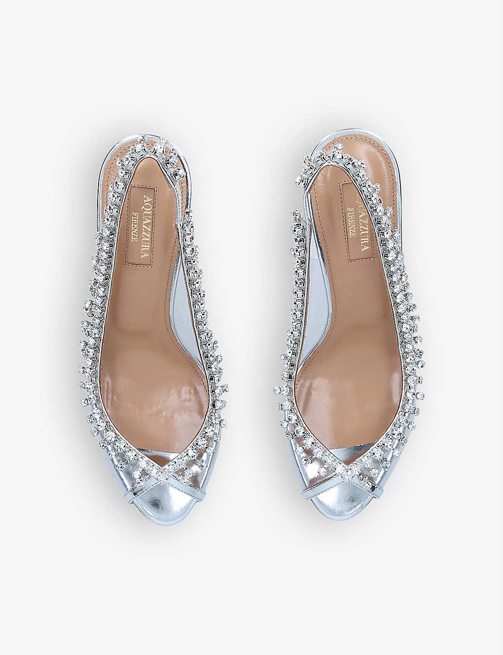 GIÀY AQUAZZURA Temptation crystal-embellished leather and PVC slingback sandals