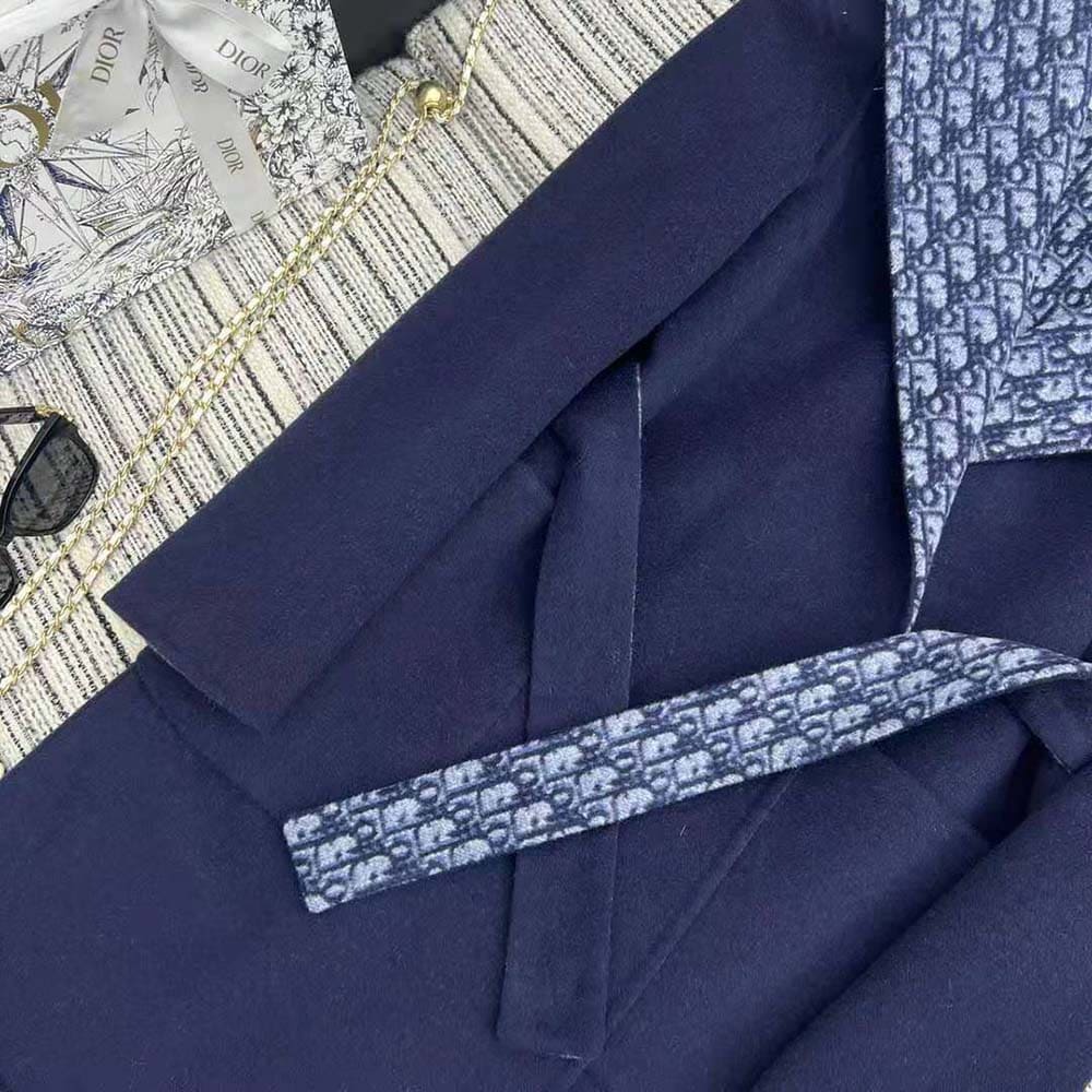 ÁO Dior Women Coat Blue Double-Sided Wool