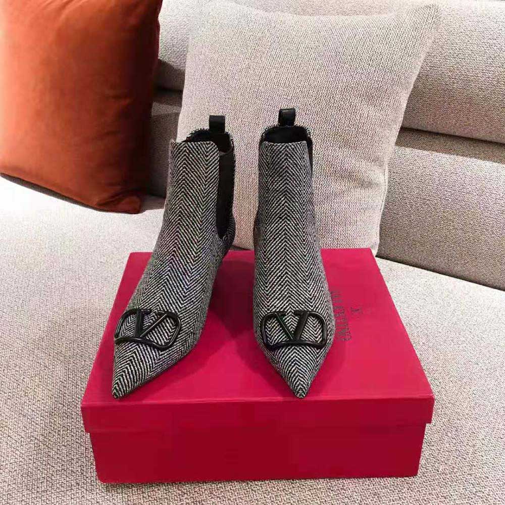 Giày Valentino Women Vlogo Signature Chevron Fabric Ankle Boot 40 mm