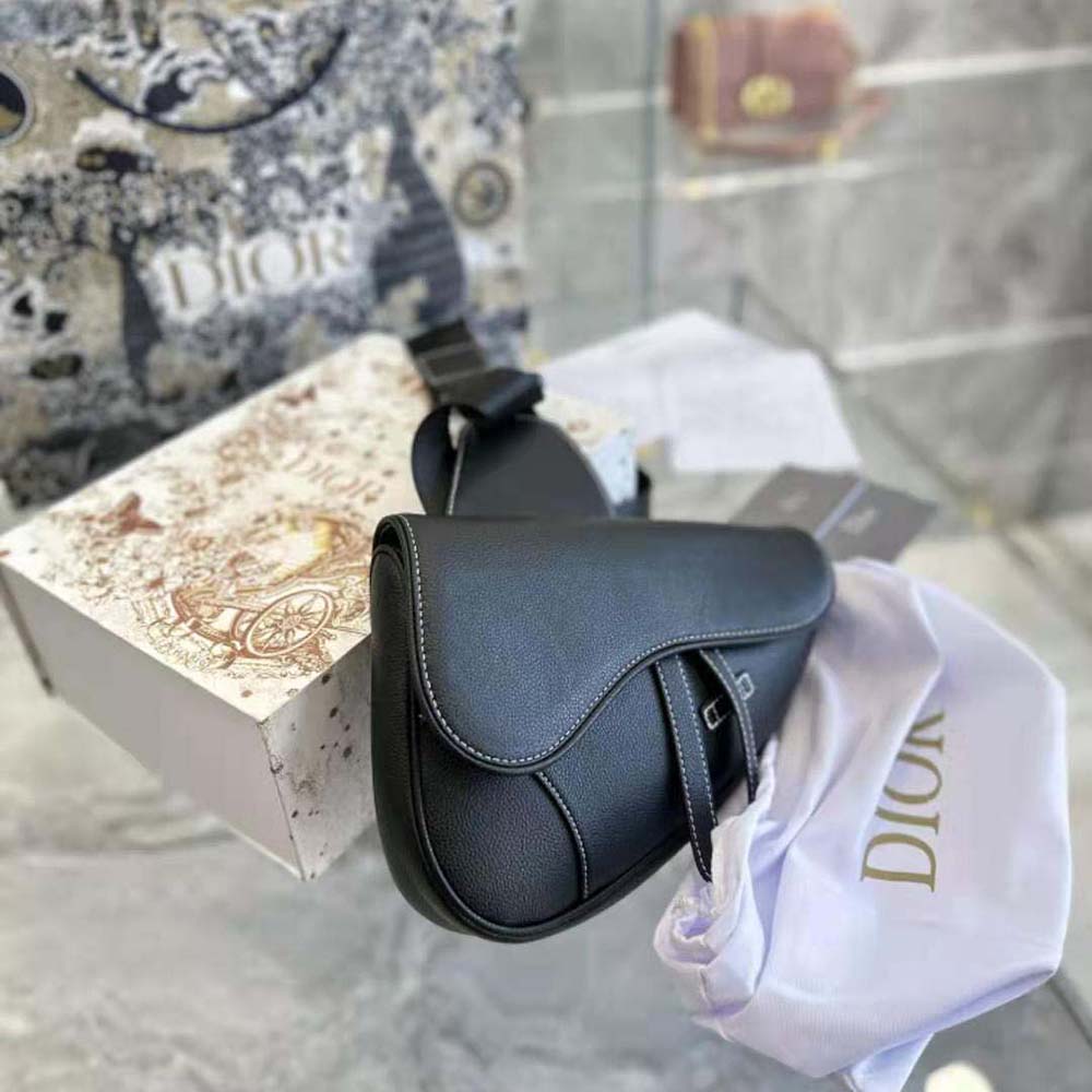TÚI Dior Maxi Saddle Bag Black Grained Calfskin