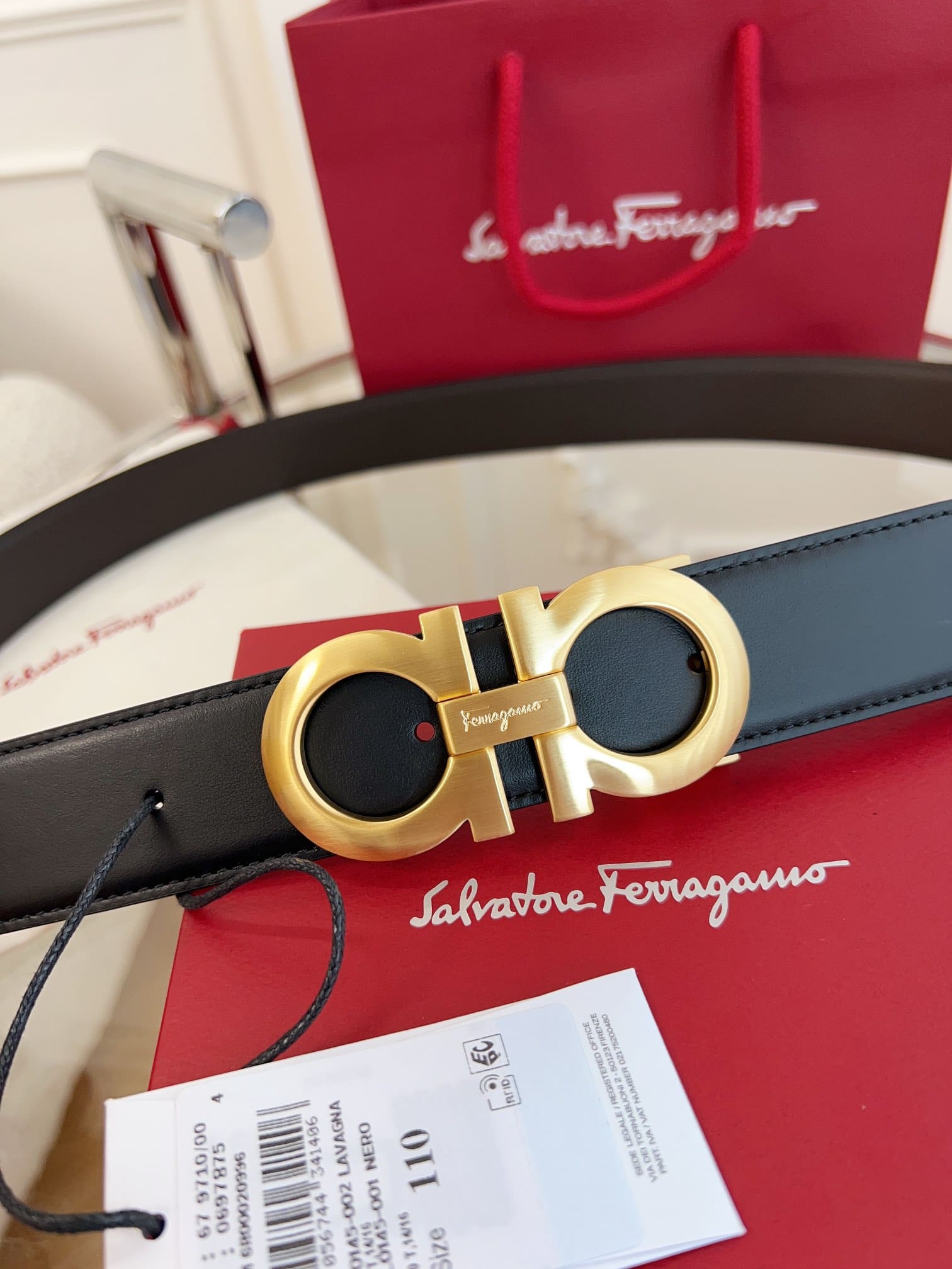 DÂY LƯNG Salvatore Ferragamo Adjustable Gancini Belt Khóa vàng
