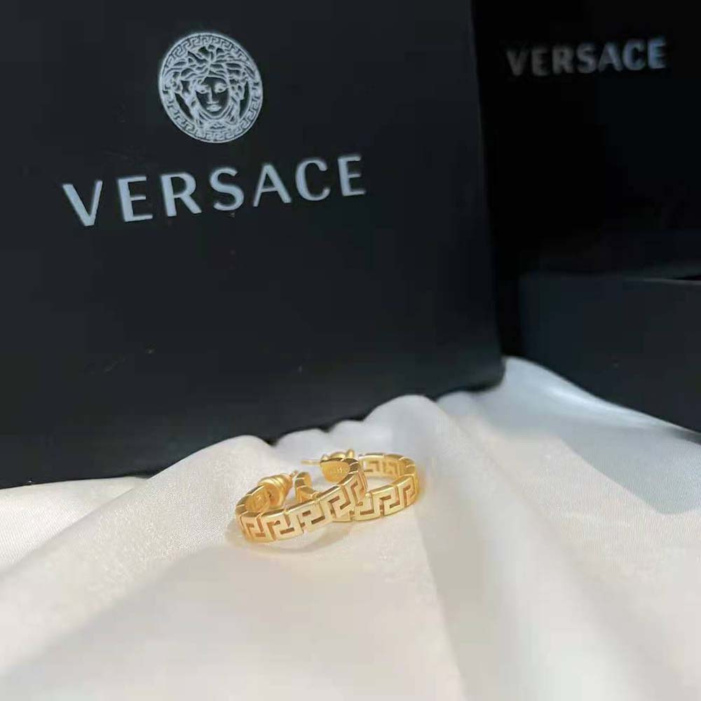 BÔNG TAI Versace Women Small Greca Hoop Earrings-Gold