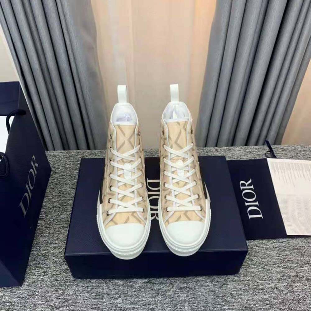 GIÀY DIOR B23 High-Top Sneaker Natural CD Diamond Canvas