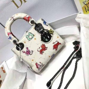 TÚI Dior Women Mini Lady Dior Bag Latte Multicolor Dior Pixel Zodiac Printed Calfskin