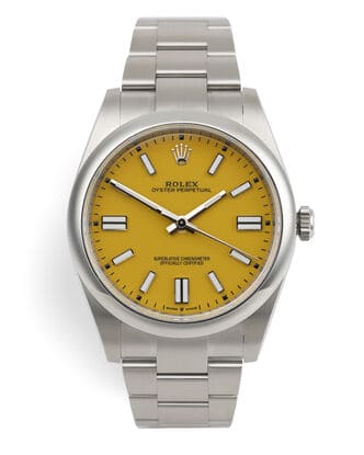 Đồng hồ Rolex Oyster Perpetual Yellow Dial 41 mặt số màu vàng