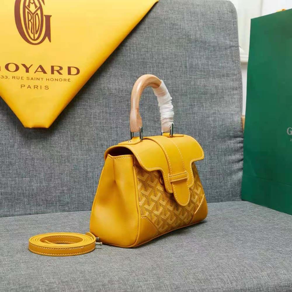 TÚI Goyard Women Sac Saïgon Souple Mini in Toile Goyardine & Chevroches Calfskin-Yellow