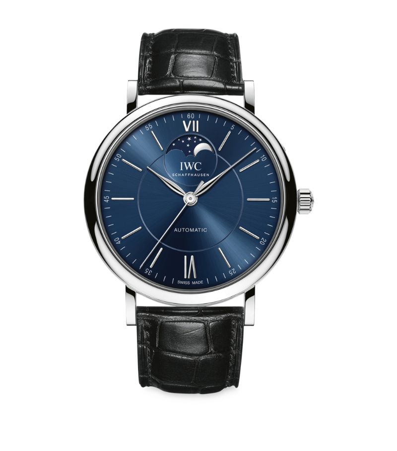 Đồng hồ IWC Stainless Steel Portofino Automatic Moon Phase mặt số màu xanh