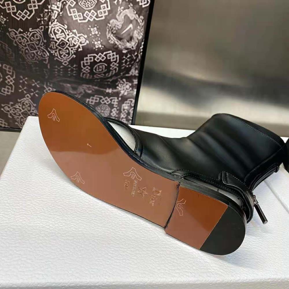 GIÀY Dior Women Spirit Thong Sandal Black Leather-Effect Stretch Fabric