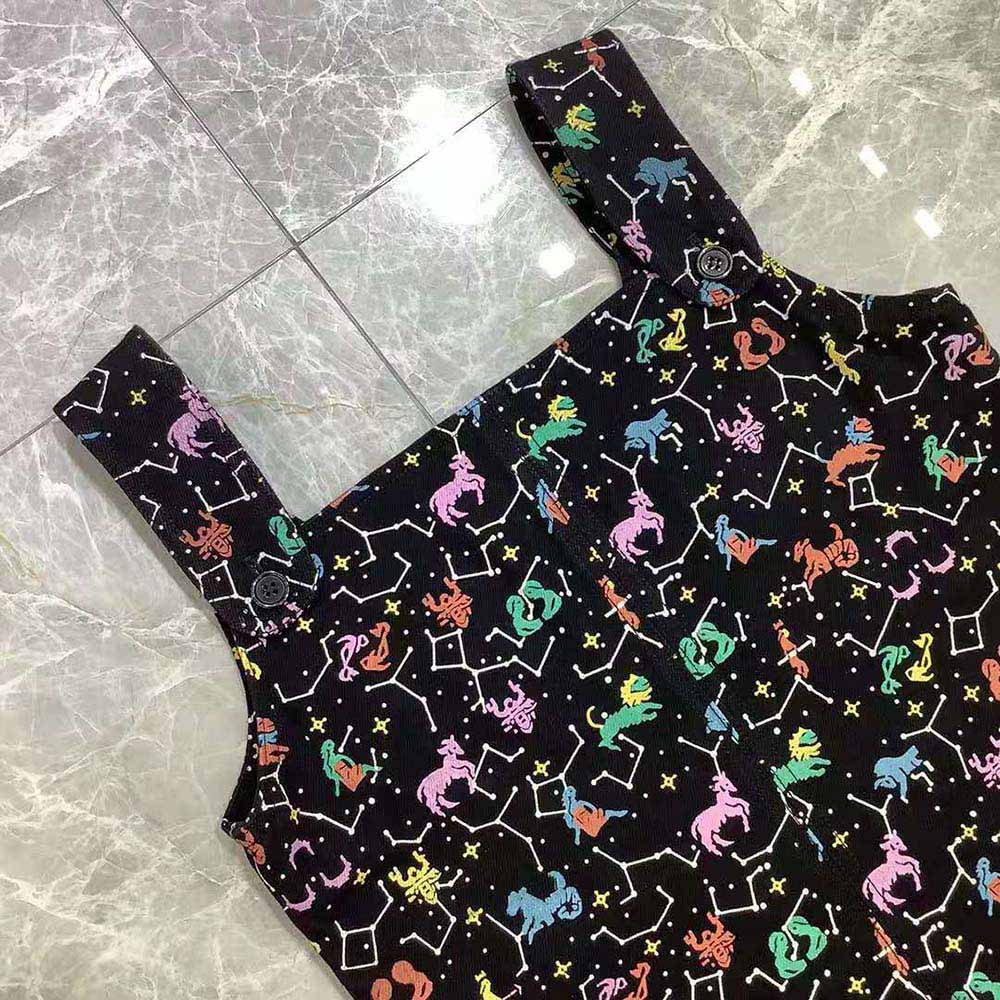 Váy Dior Short Zipped Dress Black Technical Wool and Silk Jacquard with Multicolor Dior Pixel Zodiac Motif