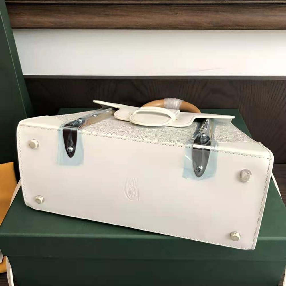 TÚI Goyard Women Sac Saïgon PM in Toile Goyardine & Clamecy Calfskin-White
