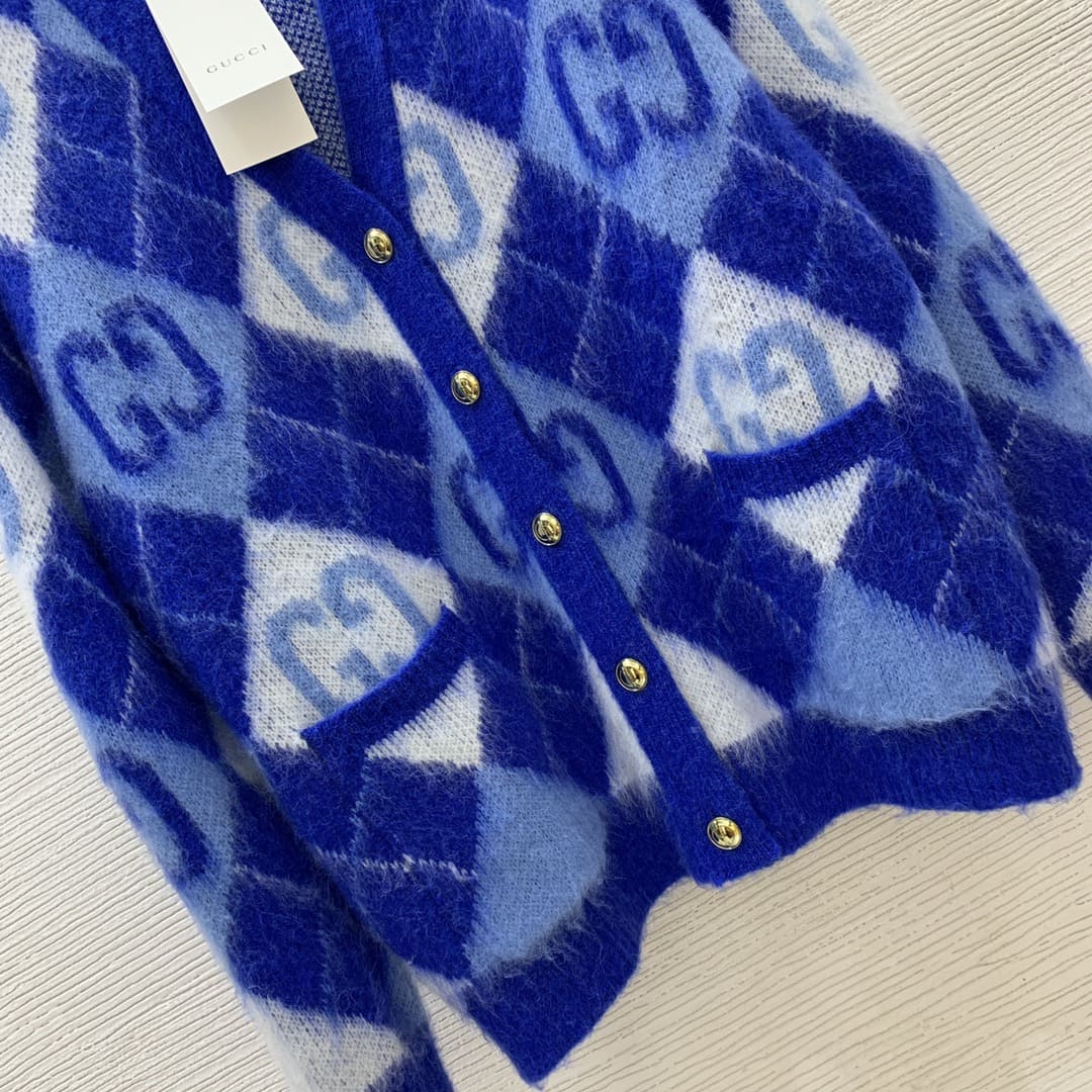 ÁO GUCCI GG Blue V Logo Sweater Unisex