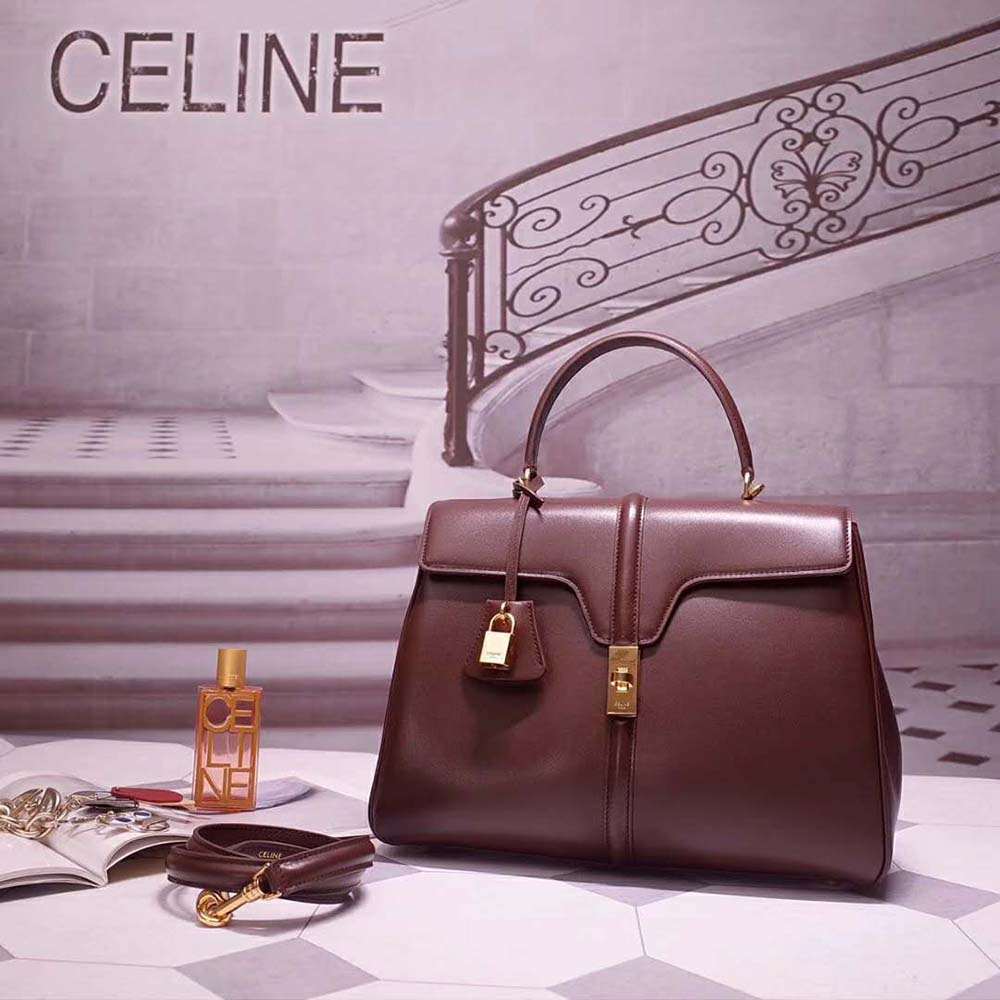 TÚI Celine Women Medium16 Bag in Satinated Calfskin-Brown