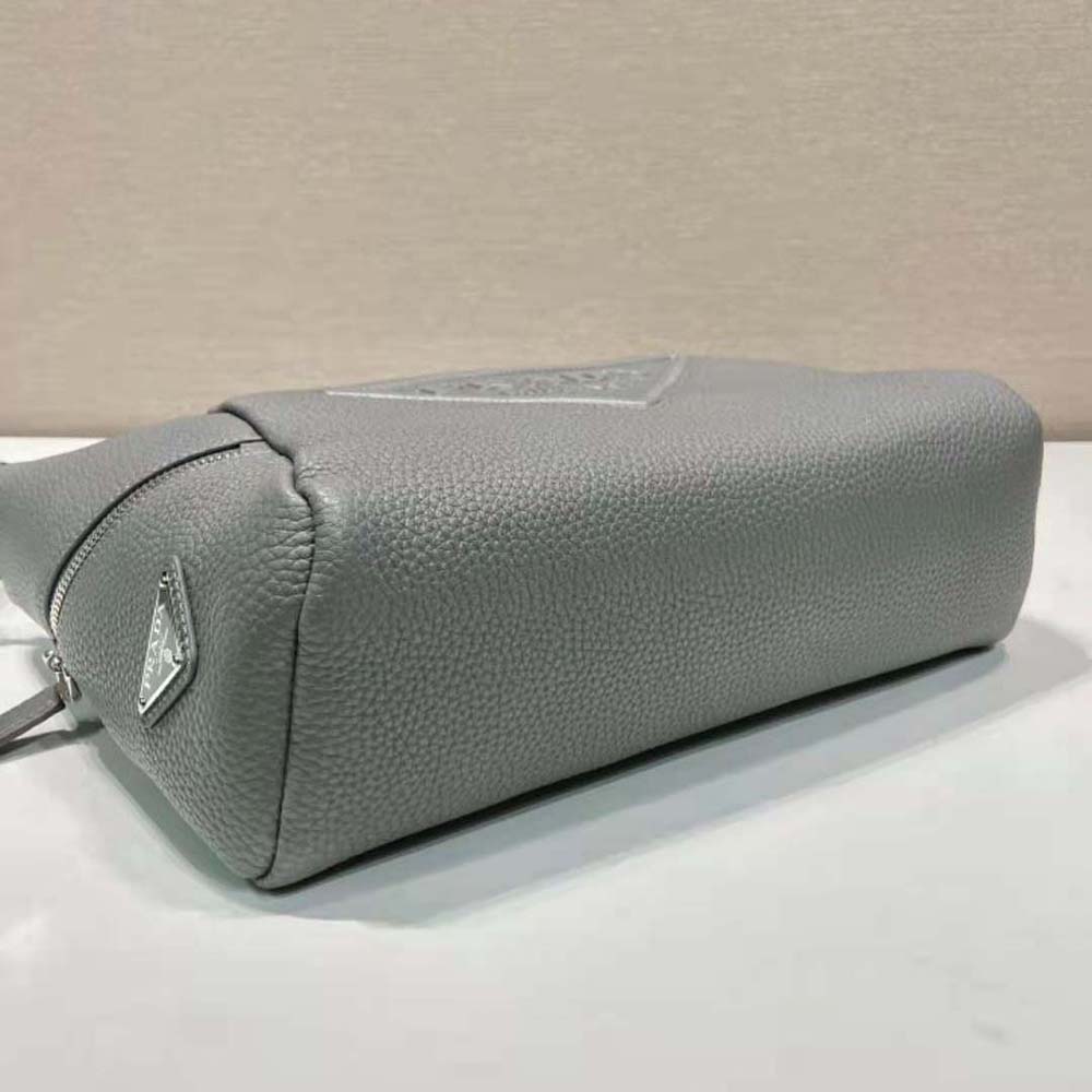 TÚI Prada Leather Bag with Shoulder Strap-Gray