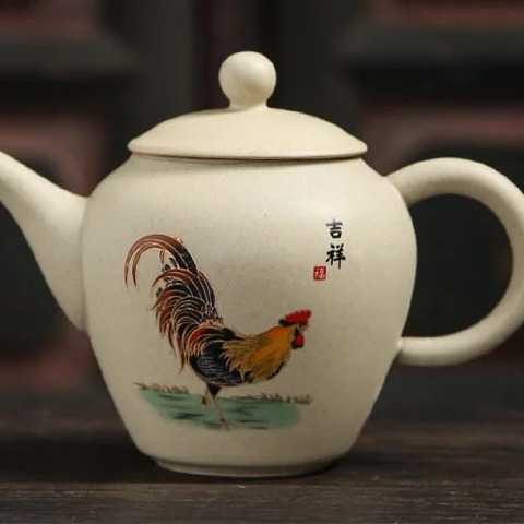 Bộ Trà Gốm Mộc Vẽ Thần Kê