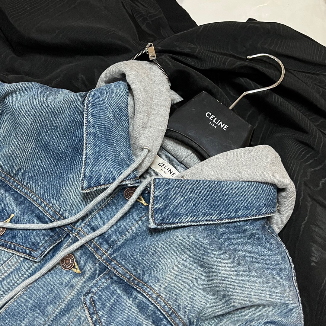 ÁO CELINE DENIM HOODIE JACKET