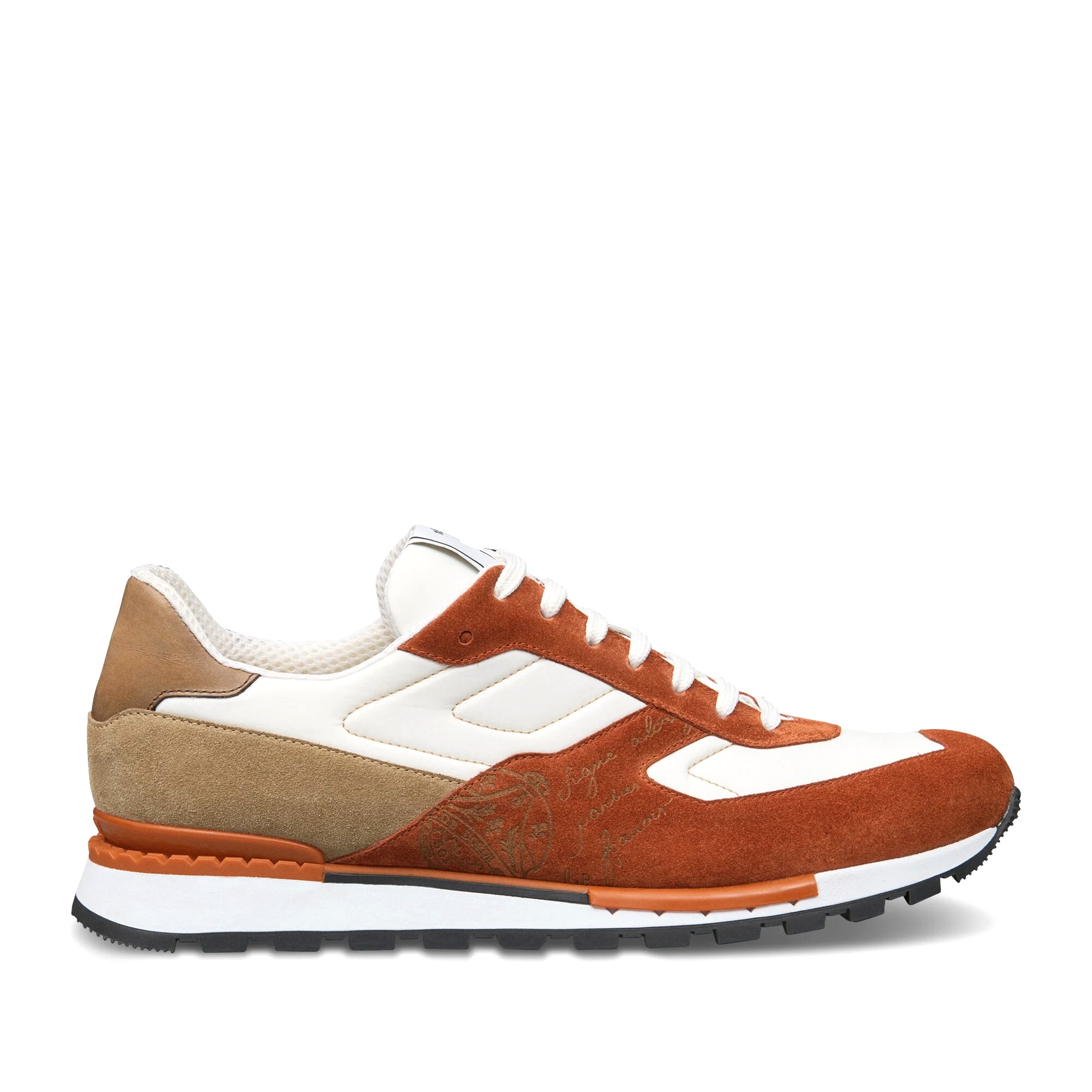 GIÀY BERLUTI Fast Track Suede Leather And Nylon Sneaker Rust