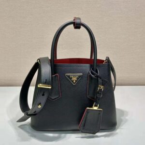 TÚI Prada Women Double Saffiano Leather Mini Bag-Black