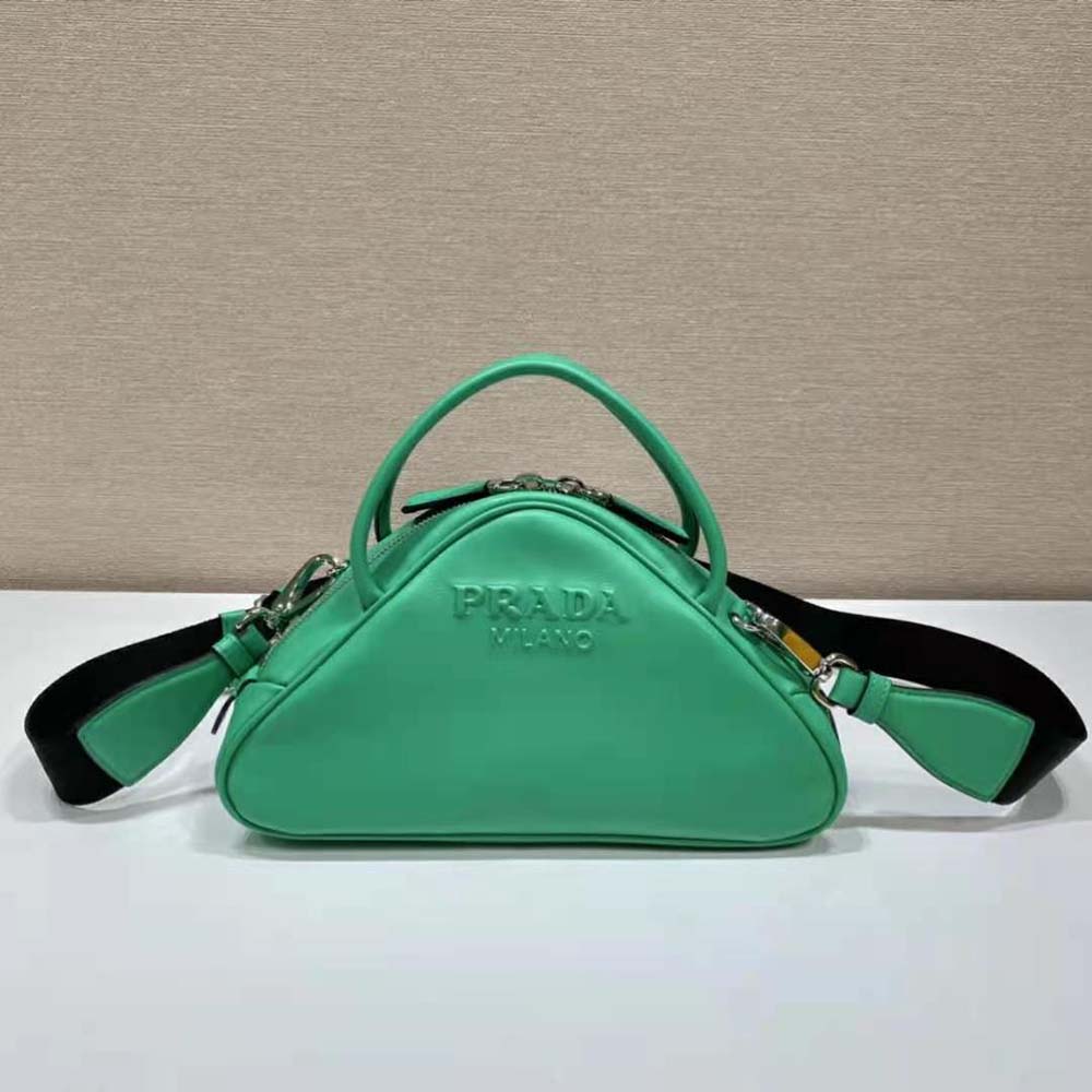 TÚI Prada Women Leather Prada Triangle Bag-Green