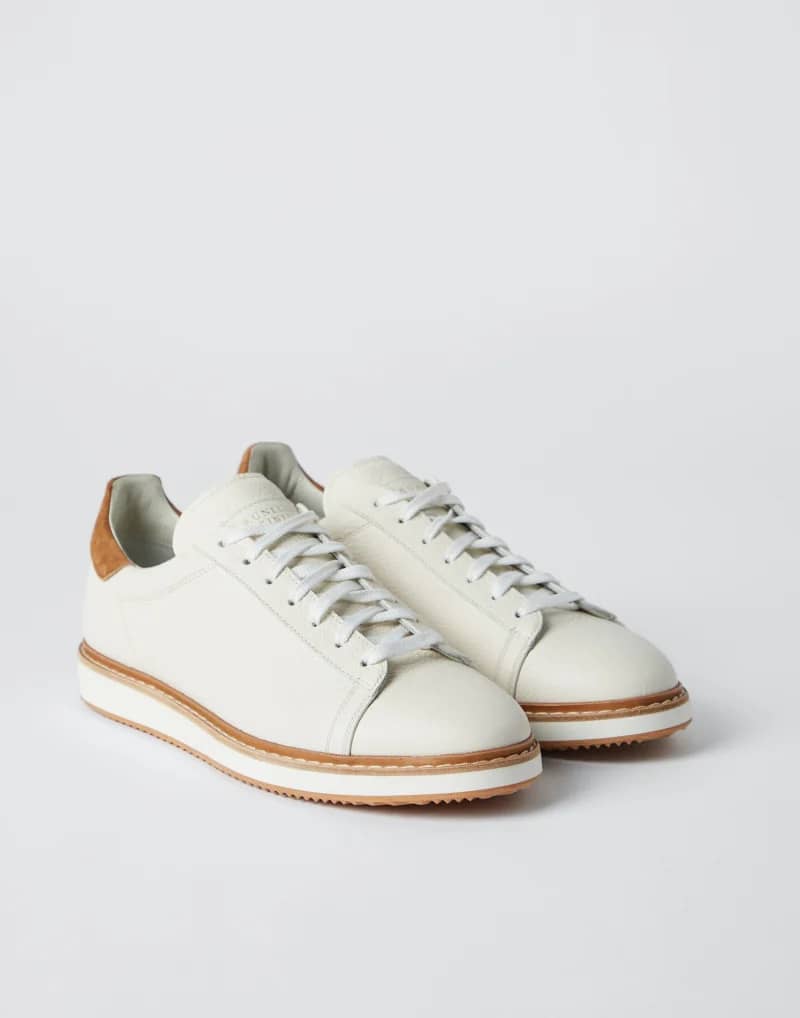 GIÀY BRUNELLO CUCINELLI SNEAKERS GRAIN CALFSKIN SHOES AAA DA BÊ HẠT