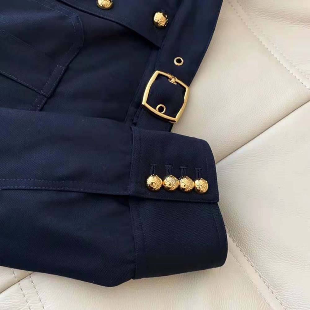ÁO Celine Women Cropped Saharienne Jacket in Diagonal Wool