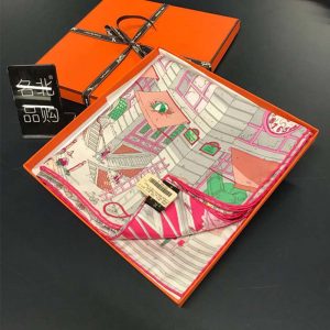 KHĂN Hermes Women Le Grand Prix Du Faubourg Scarf 90-White