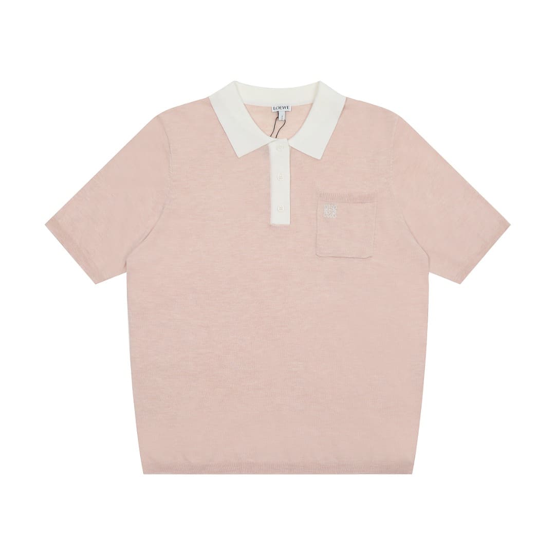 ÁO LOEWE POLO SHIRT PINK MÀU HỒNG DỆT KIM