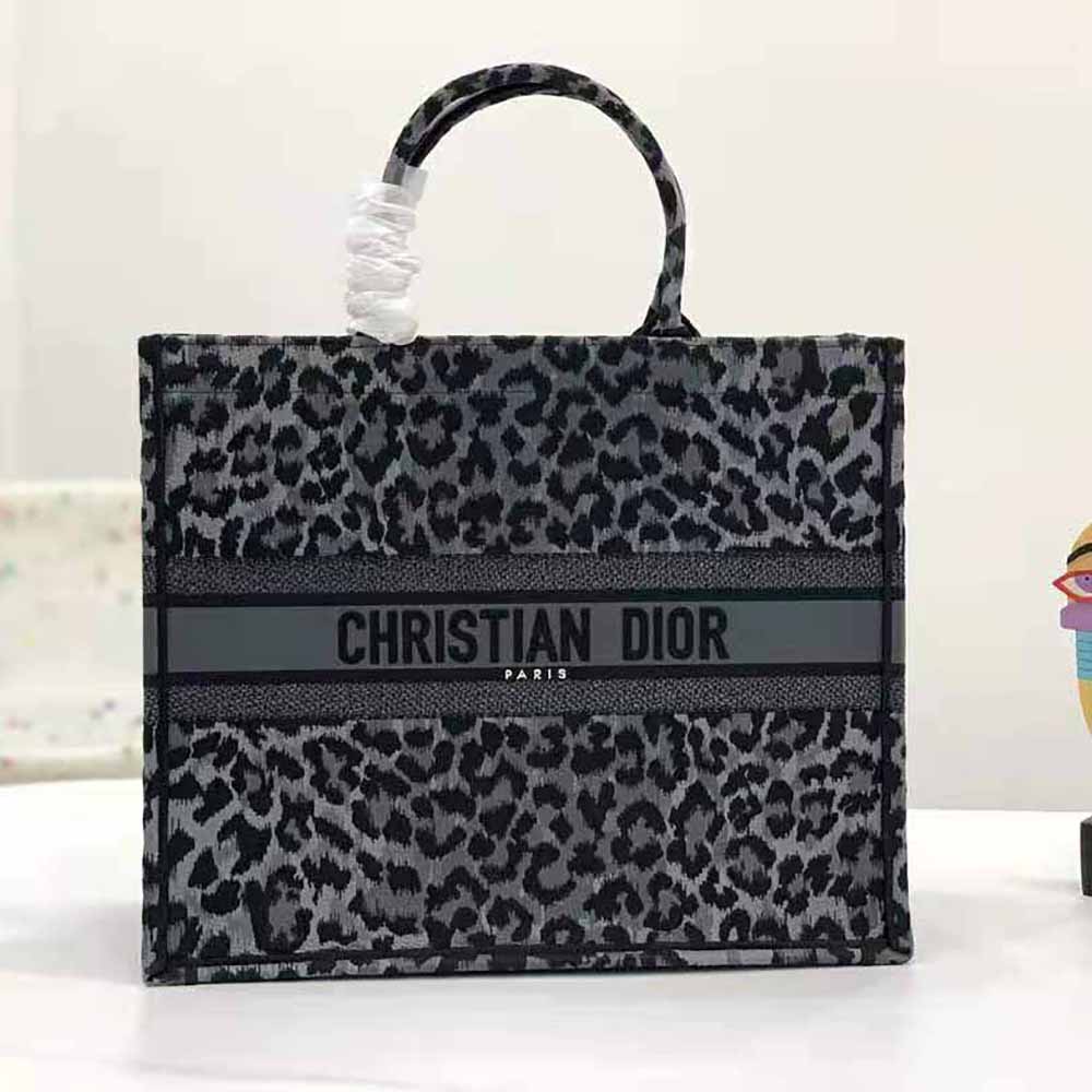 TÚI Dior Women Book Tote Gray Mizza Embroidery