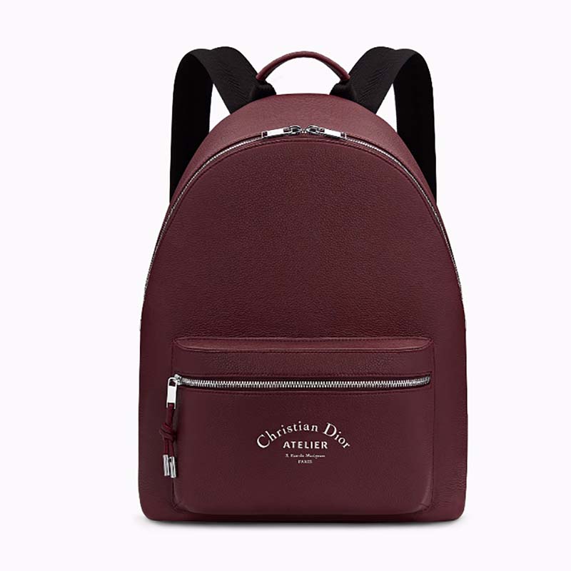 BALO Dior Rider Rucksack in Burgundy Grained Calfskin-Maroon