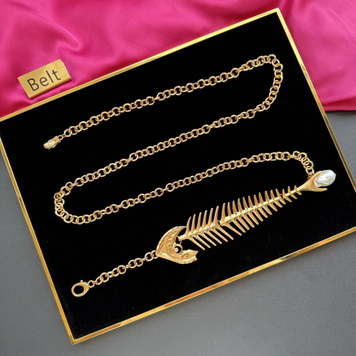 DÂY LƯNG SCHIAPARELLI PARIS HÌNH XƯƠNG CÁ