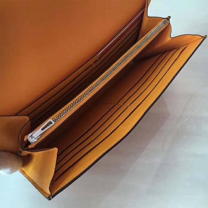 Ví Hermes Women Constance Long Wallet in Calfskin Leather-Orange