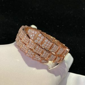 Vòng tay BVLGARI Serpenti Viper kim cương vàng hồng 18K