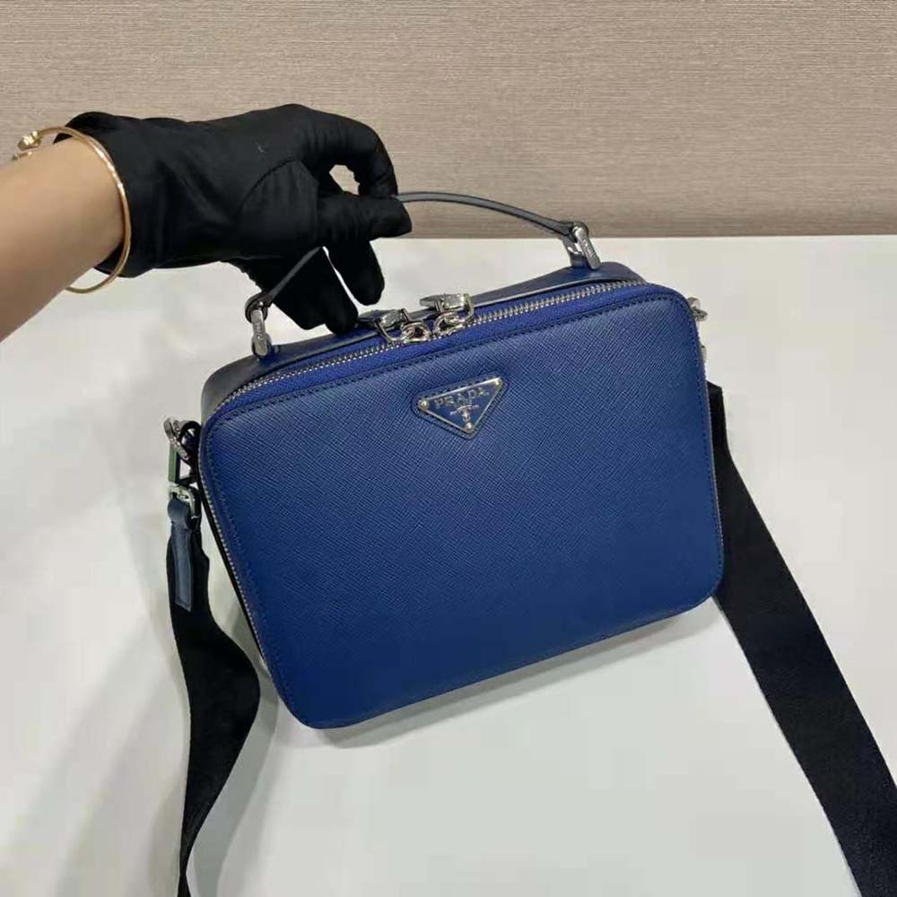 TÚI Prada Men Brique Saffiano Leather Bag-Navy
