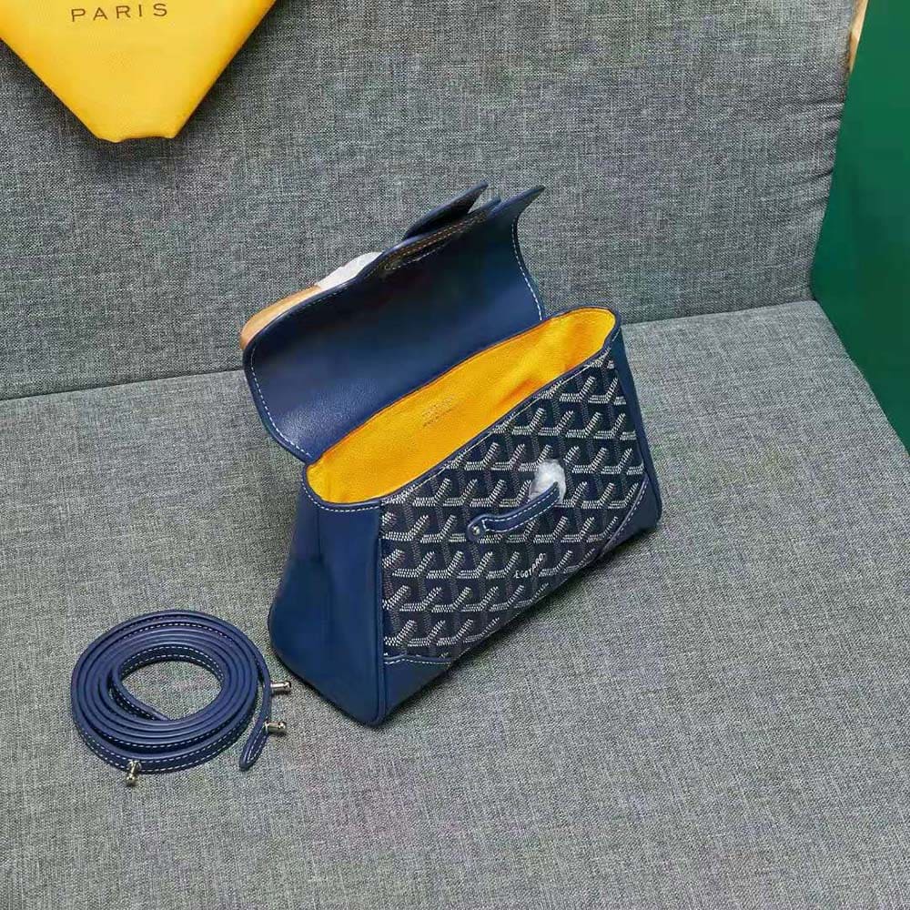 TÚI Goyard Women Sac Saïgon Souple Mini in Toile Goyardine & Chevroches Calfskin-Navy