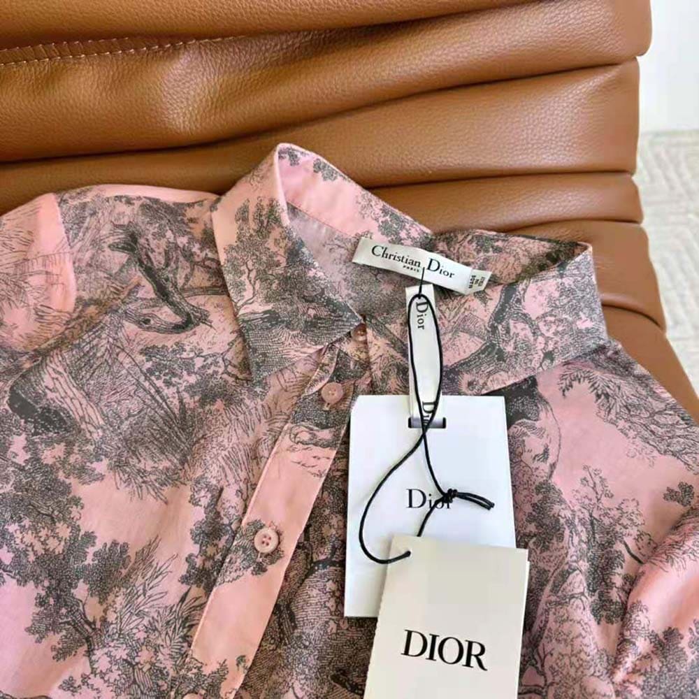 VÁY Dior Women Dioriviera Short Dress Pink and Gray Cotton Muslin