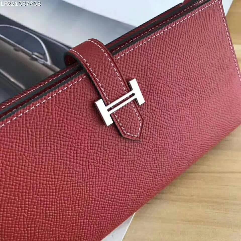 Ví Hermes Medium Bearn Wallet in Epsom Calfskin Leather-Red