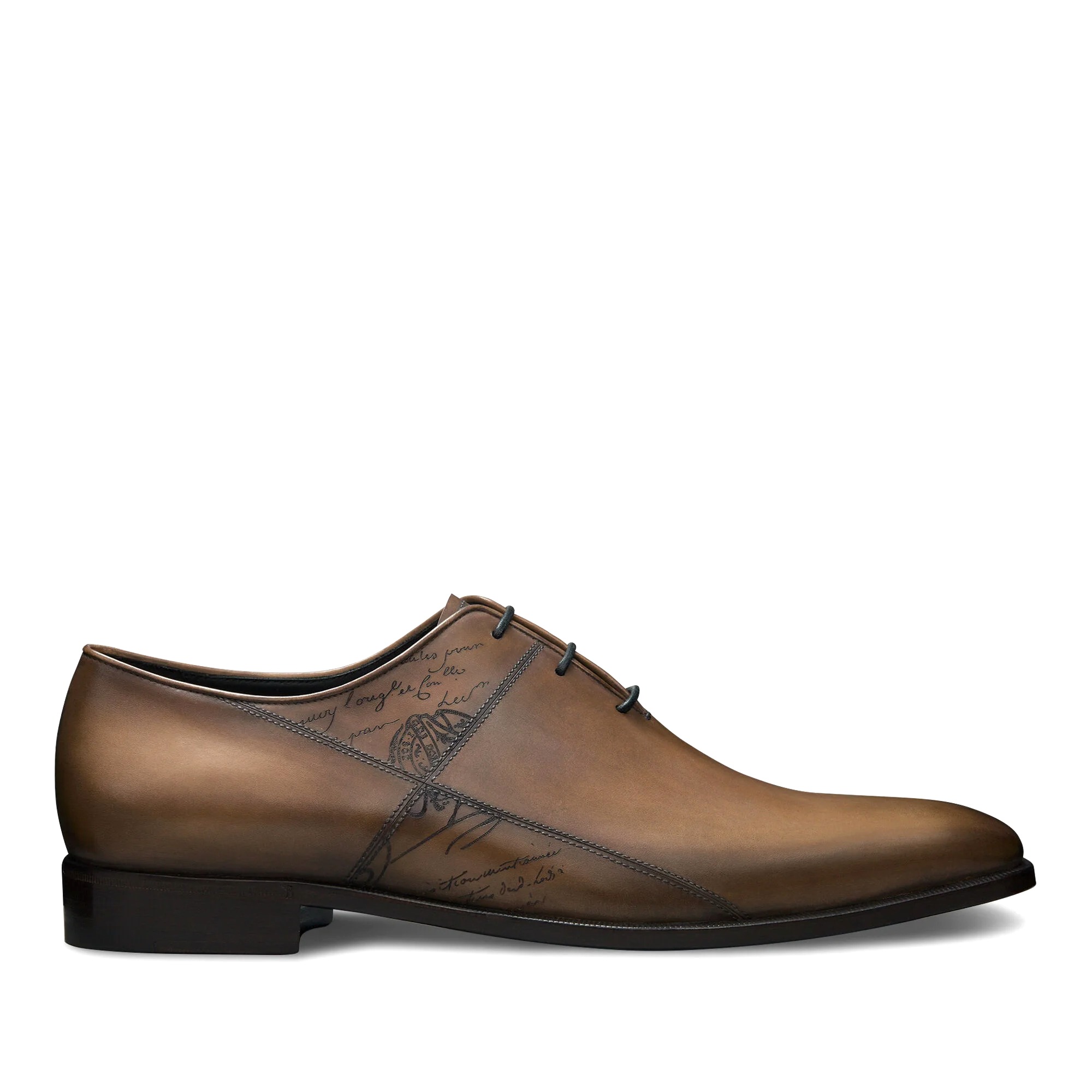 GIÀY BERLUTI Alessandro Demesure Patchwork Scritto Leather Oxford Olive