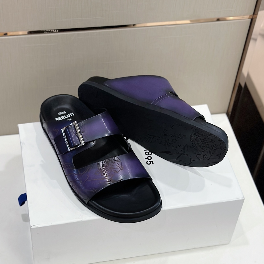 DÉP BERLUTI PATINA LEATHER SLIPPER