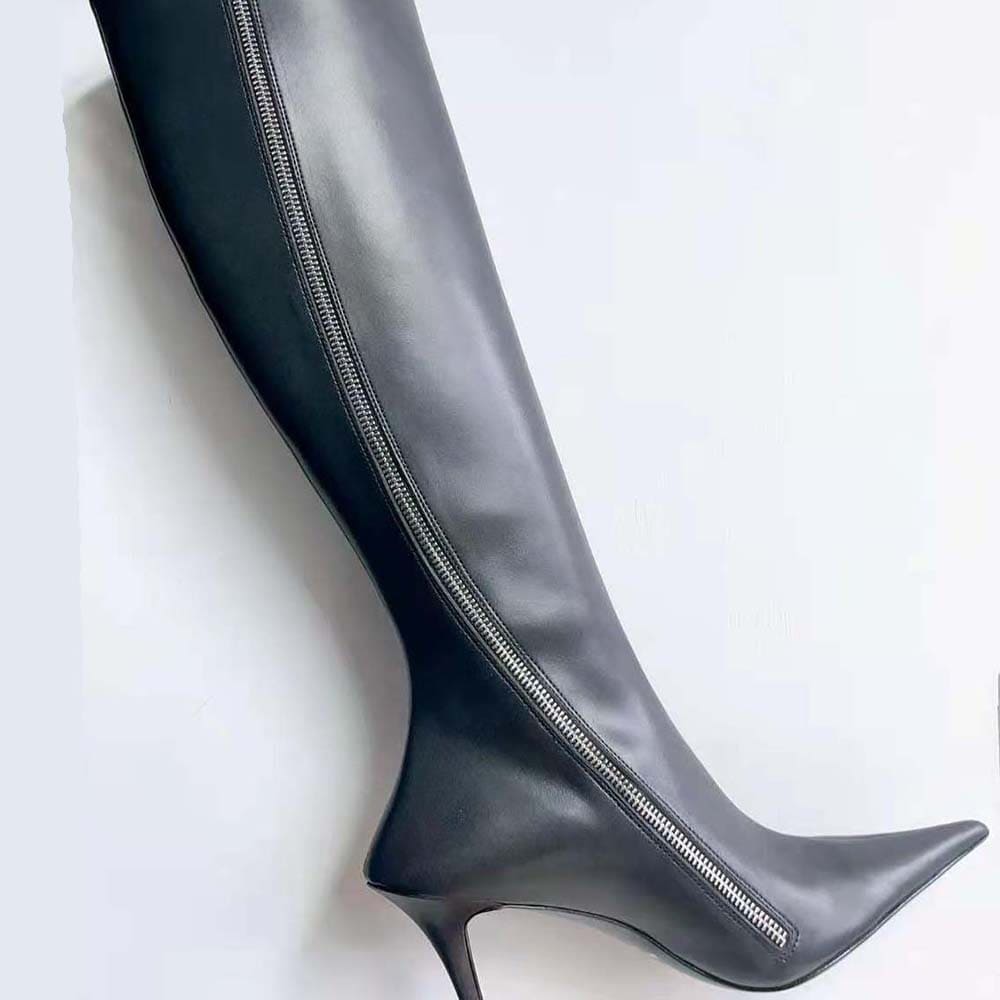 GIÀY Balenciaga Women Witch 110mm Boot in Black Shiny Soft Sheepskin