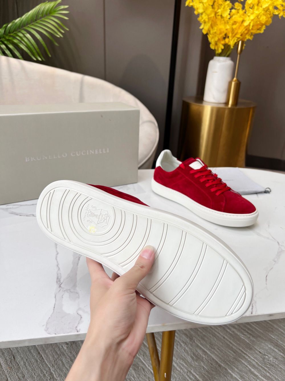 GIÀY BRUNELLO CUCINELLI Suede Red Sneaker shoes