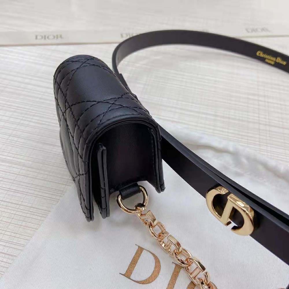 TÚI Dior Women Caro Belt with Removable Pouch Black Smooth Calfskin and Cannage Calfskin 15 MM