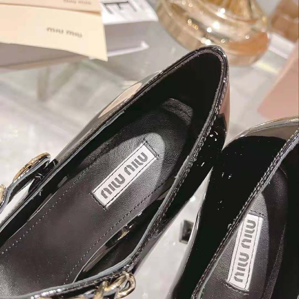 GIÀY Miu Miu Women Patent Leather Pumps in 85mm Heel Height-Black